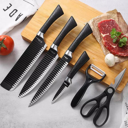 Kit 6 Peças - Conjunto Profissional de Facas e Utensílios de Cozinha em Aço Carbono